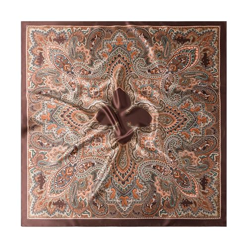Image of 35 inch Men's Silk Cowboy Scarf - Oversized Western Bandana Neckwear, Large Square Scarf with Gift Packaging