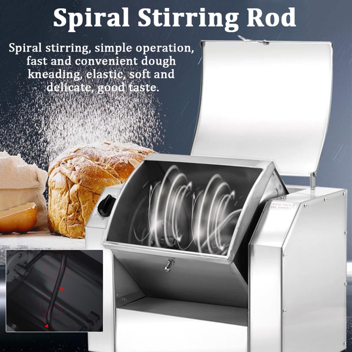 Pétrin professionnel avec minuterie, robot pâtissier sur socle en acier inoxydable dune capacité de 3 kg ou 5 kg, idéal boulangeries, restaurants et pizzerias (3 kg)