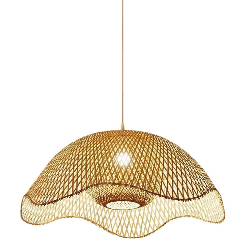 CJSLXGBL Pendant Light E27 Hanging Lights Bamboo Hanging Lamp Woven Basket Lampshade,Farmhouse Industrial Boho Ceiling Light Fixture For Living Room Kitchen Island