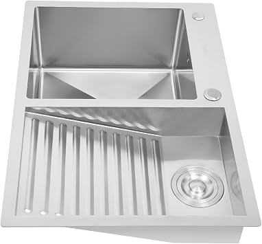 Bathroom Sinks Laundry Pool Household Stainless Steel Laundry Sink with Washboard 27.5 Inch Laundry Utility Sink Double-Bowl 27.5 * 18.9in Washboard on the Right