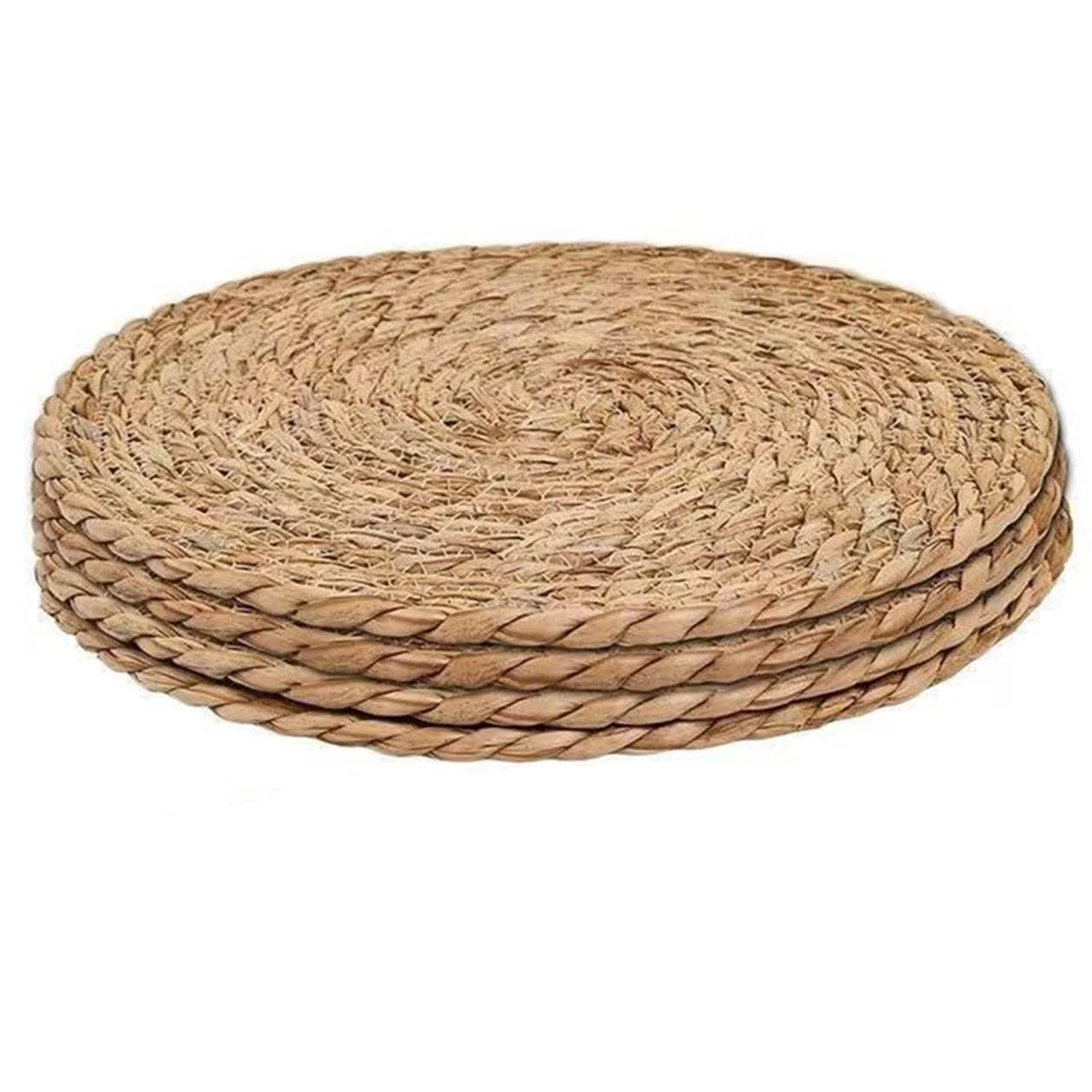 4 Pcs Round Woven Placemats Rustic Wicker Table Mats Boho Braided Placemats Natural Rattan Placemat Farmhouse Weave Place Mats for Dining Table(30cm)