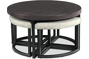 Steve Silver Furniture Yukon Coffee Table with Stools in Brown