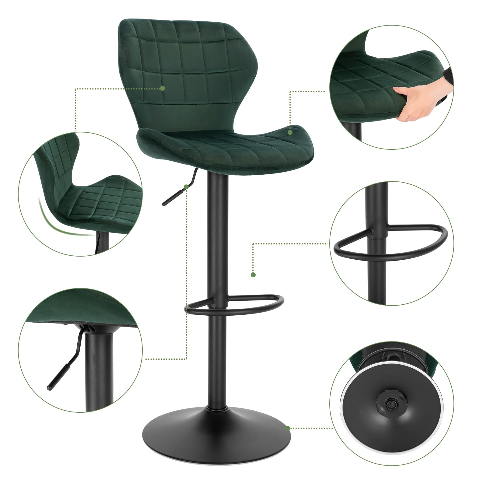Set van 2 barstoelen DUETTE Fluweel Olijfgroen