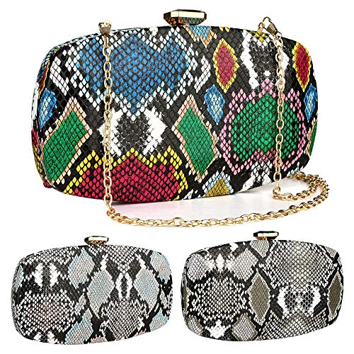 Image of Gets Multicolor Snakeskin Purse for Women Box Evening Bag Green Snakeskin Clutch Handbag Party Wedding