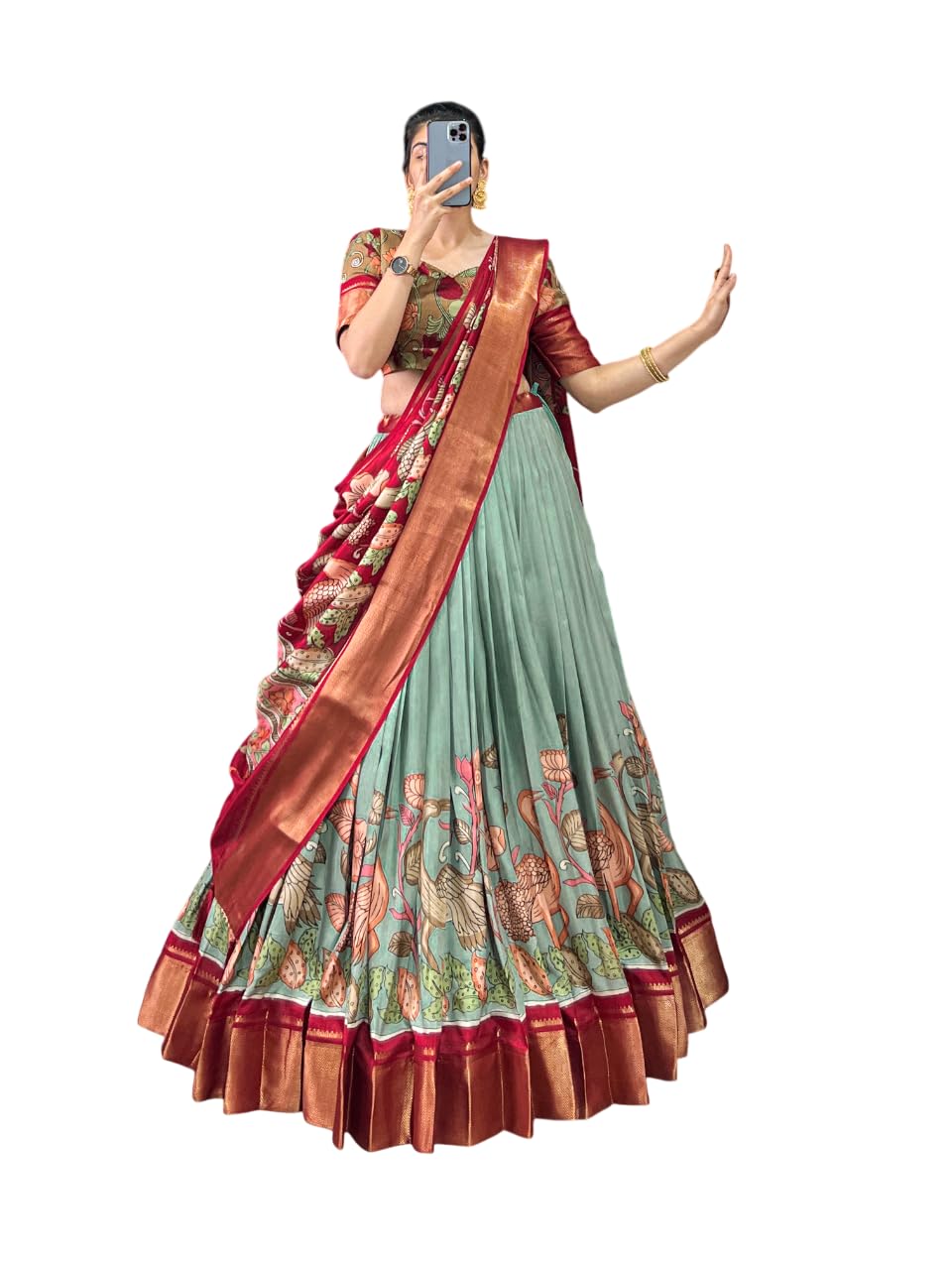 Women's Wedding Special Floral Print With Tussar Sillk Lehenga Choli Set