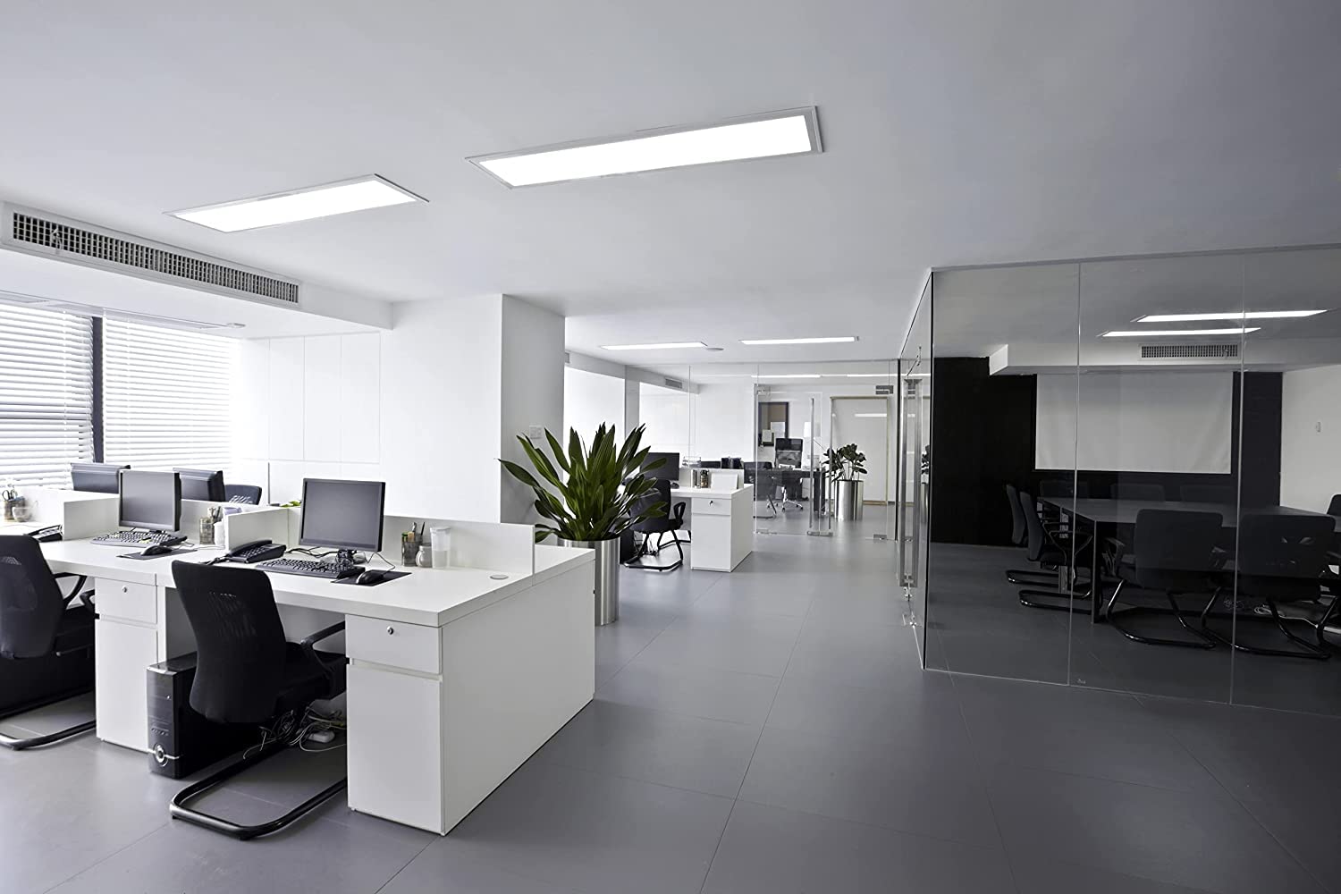 GTV - LED Rasterleuchte 4x60cm T8 Anbau - Leuchten Rasteranbauleuchte Stahlblech vorverdrahtet für Led Röhren Büroleuchte Deckenleuchte Deckenlampe Bürolampe (Ohne Leuchtmittel)