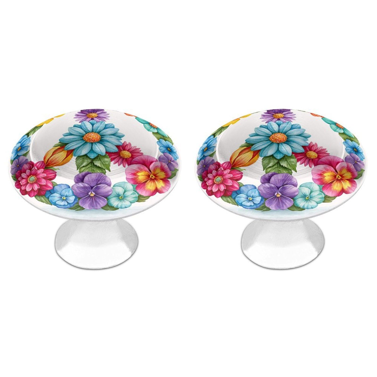 Jubonexis Watercolor The Peace Symbol Colorful Flowers Round Drawer Cabinet Knobs Handles with Screws,2 Pcs, Drawer Dresser Knob Pulls Decor for Wardrobe Cupboard Home Office Kitchen