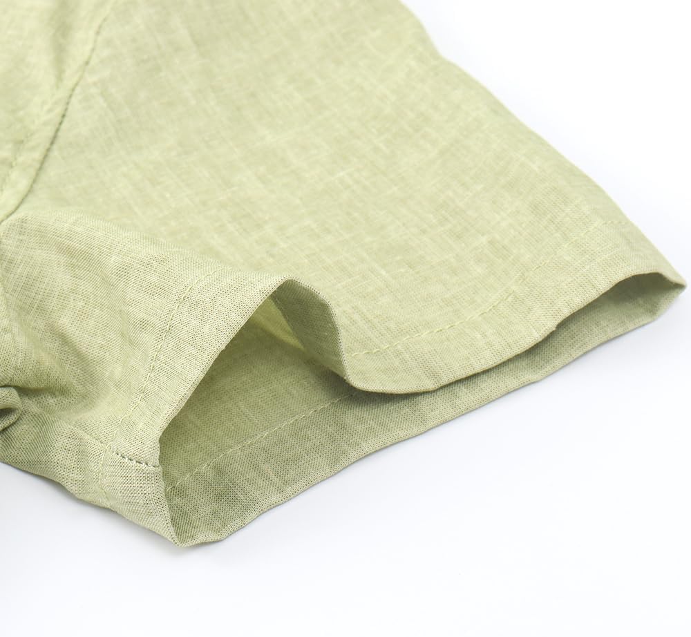 Spring&Gege Boys' Short Sleeve Button Down Shirts Linen Textured Summer Beach Shirt Soild - Image 8