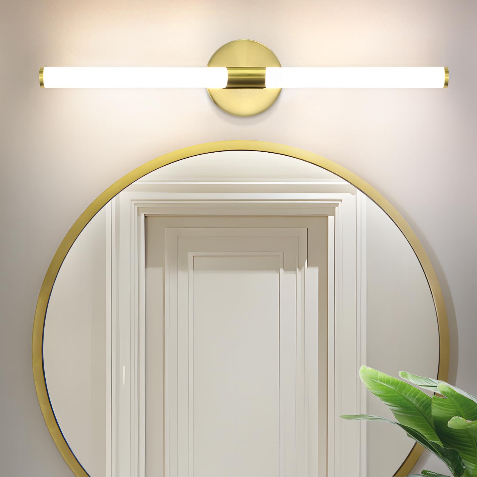 LED Spiegelleuchte Bad Wandlampe - 8W Gold Badlampe 60CM | Wand Badezimmer Lampe Wandleuchte 4000K Neutralweiß Spiegellampe Modern IP44 Badlampe für Badschrank Keller Küche Flur