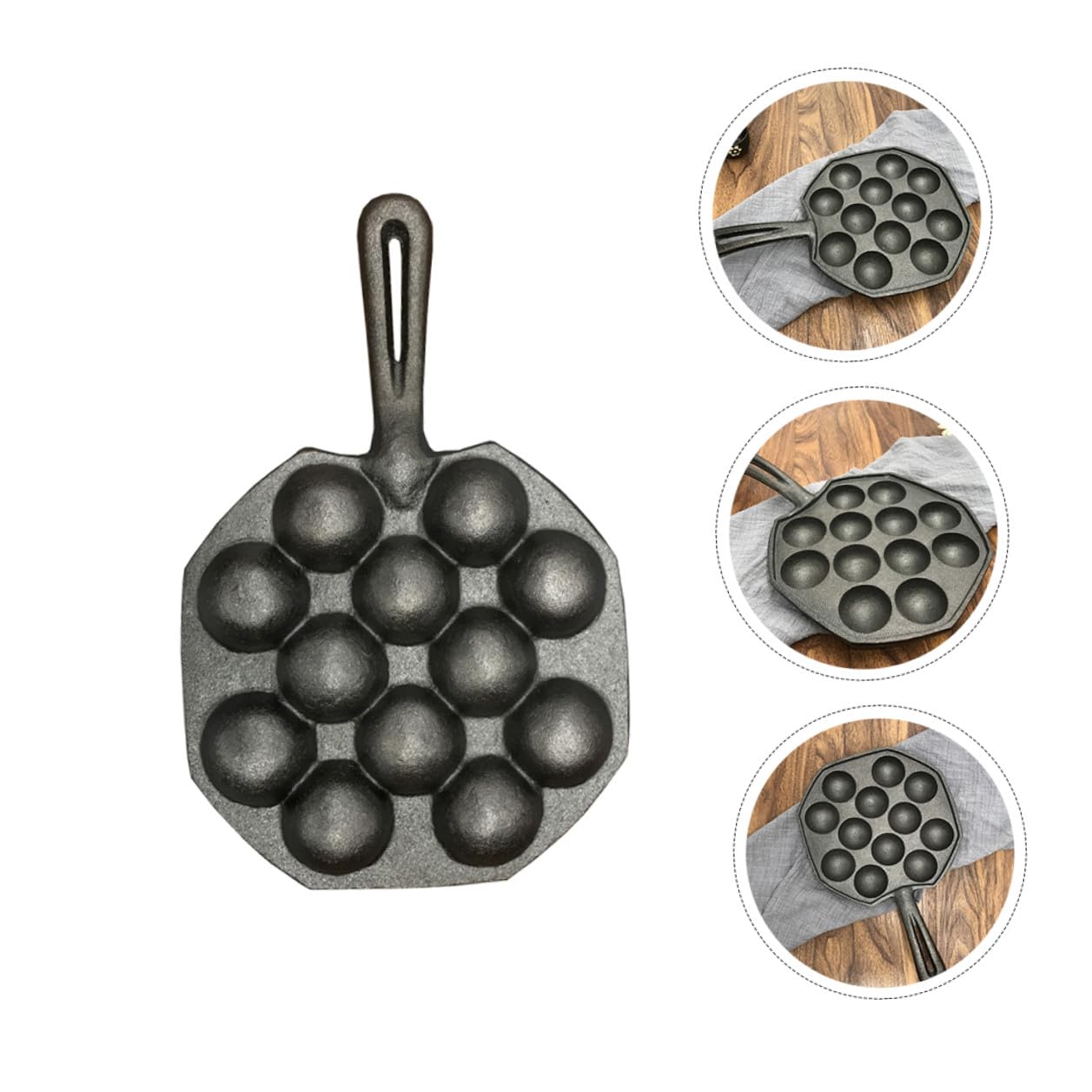 VICASKY Takoyaki Kochblech 2 Stück aus Eisen, Schwarz, Anti Rost | Gleichmäßige Wärmeverteilung, für Zuhause und Küche, Praktische Schnecken Backform