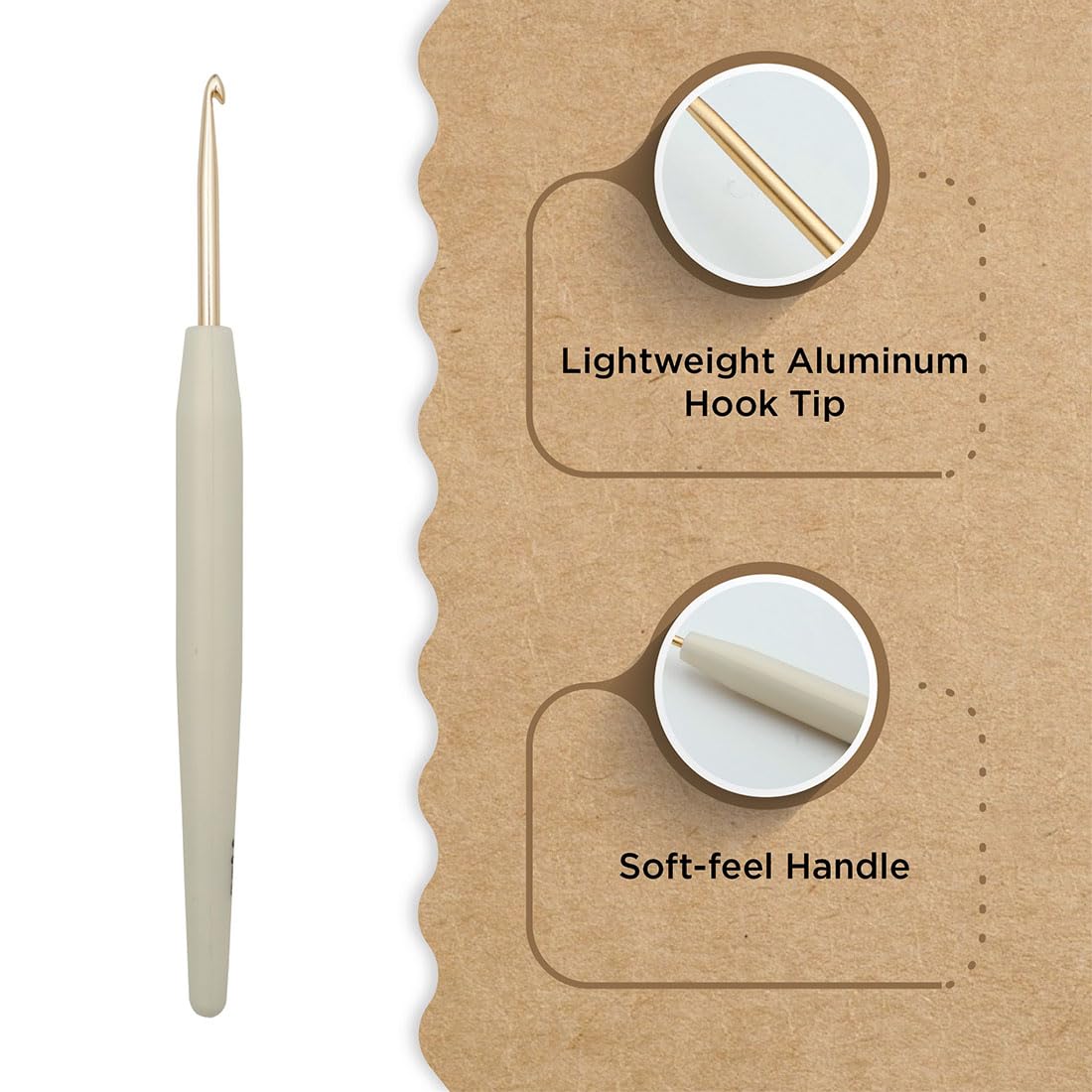 Knitter's Pride Pearl Aluminium Crochet Hook 3.00 mm - 1 piece, Beige with Silver Tip - Image 2