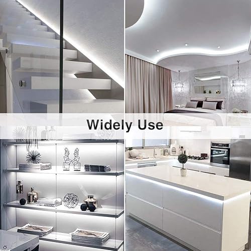 Miniatura 6 de CT CAPETRONIX Tira de luz LED blanca, 49.2 pies, tira de luz LED de 24 voltios, luz diurna de 6000 K, luz diurna súper brillante para dormitorio,