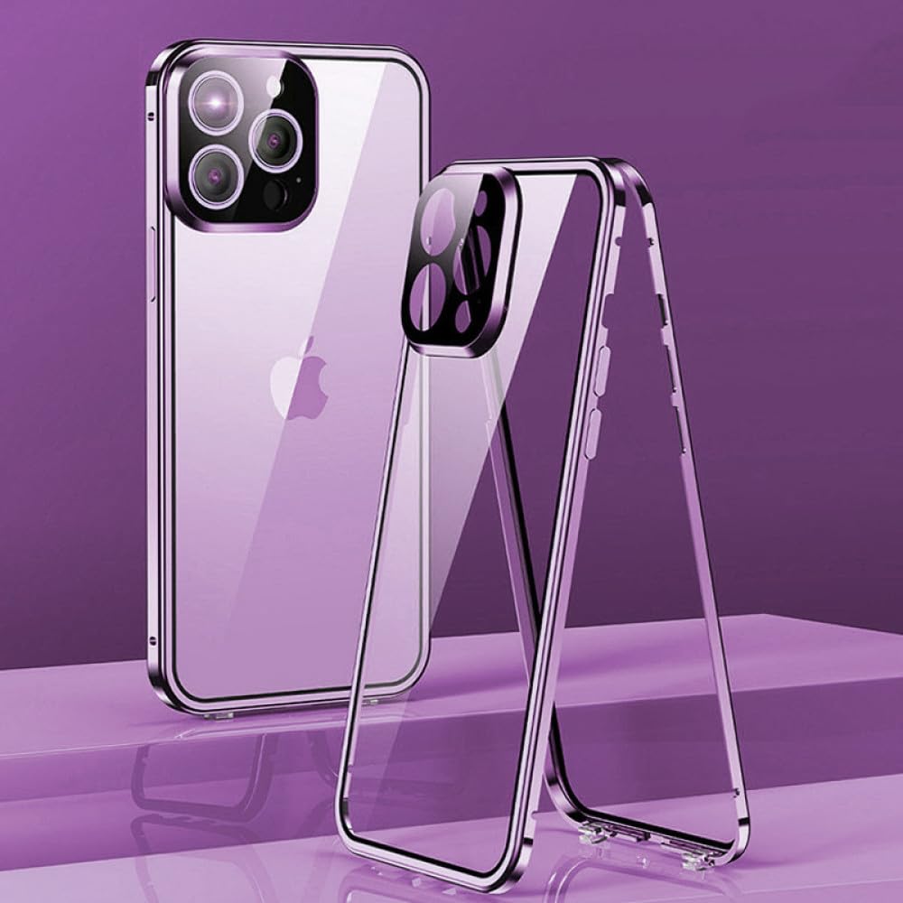 Protector integral magnético de vidrio doble y aluminio Premium para móvil iPhone 12 7