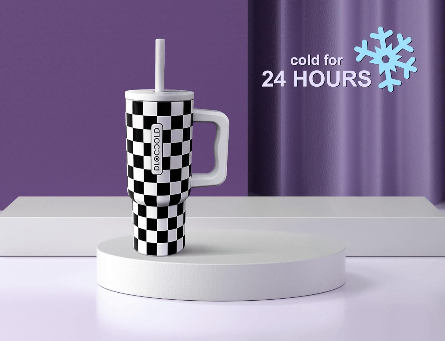 DLOCCOLD 24 oz Tumbler with Handle and Silicone Straw Lid, Insulated Travel Tumbler with Spill Resistant Lid, Reusable Stainless Steel Travel Tumbler, Cupholder Friendly, Leak Resistant - Image 5