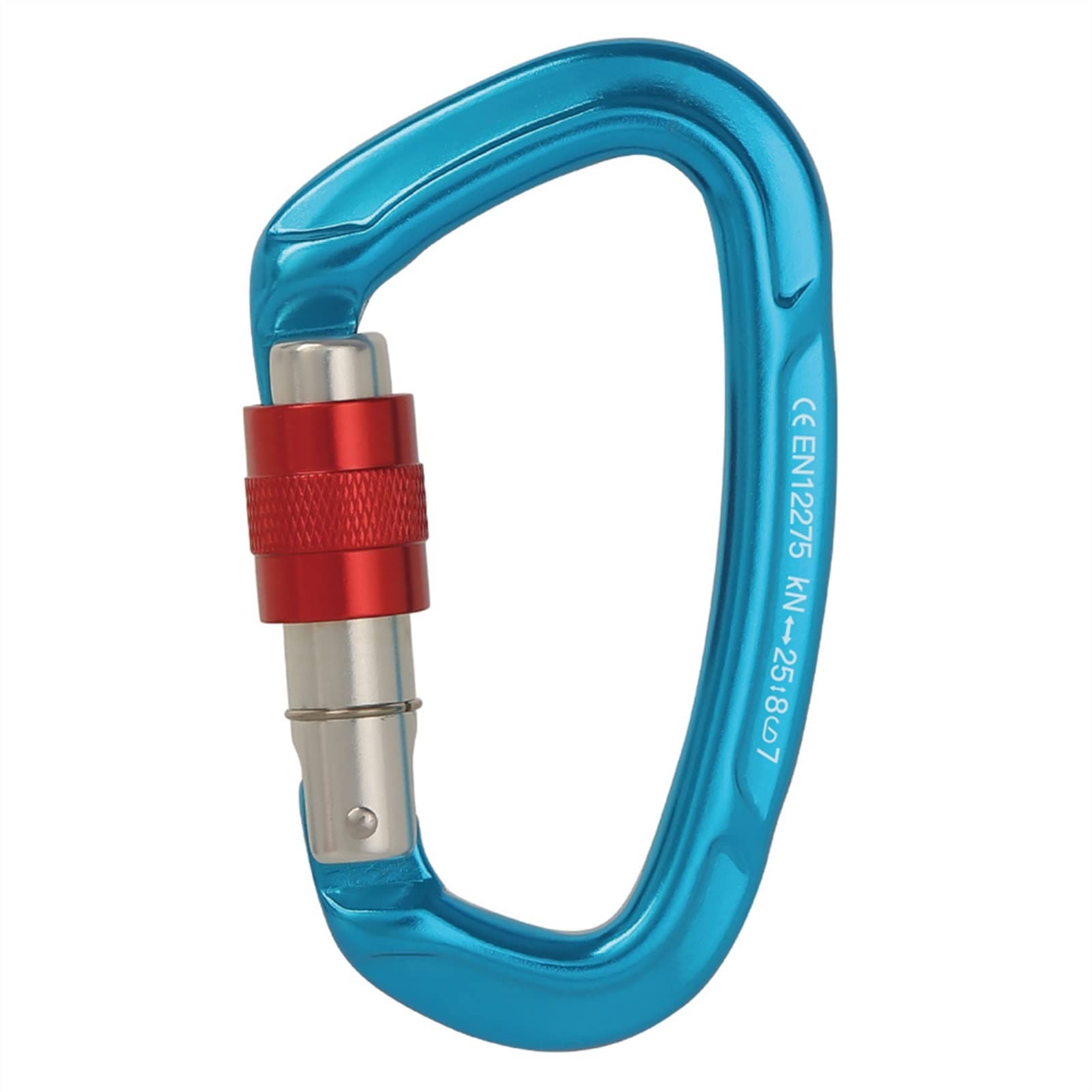 Karabińczyk, Karabinek wspinaczkowy 25KN Profesjonalny kształt D Aviation Aluminium Safety Lock Outdoor Climbing Ascend Mountaineering Equipment Tool(Blue 1pcs)