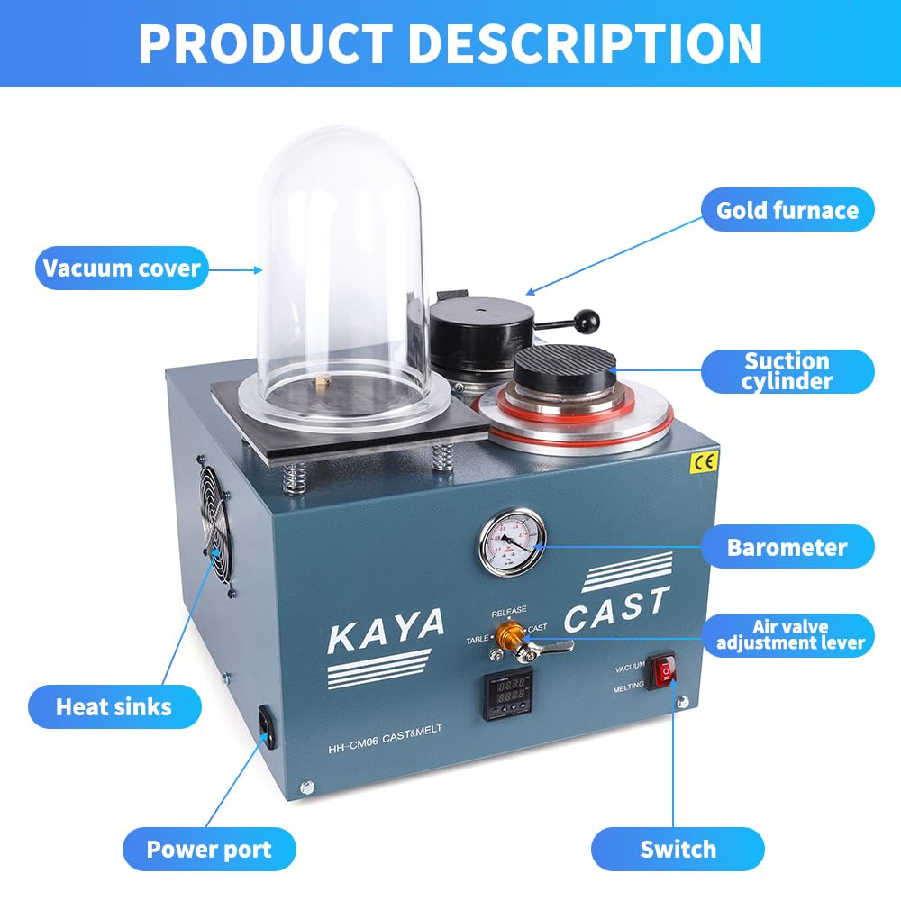 Small 2L Jewelry Lost Wax Conjoined Cast Gold Melting Furnace Molten Gold Vacuum Casting Machine for Jewelry Tool Equipment