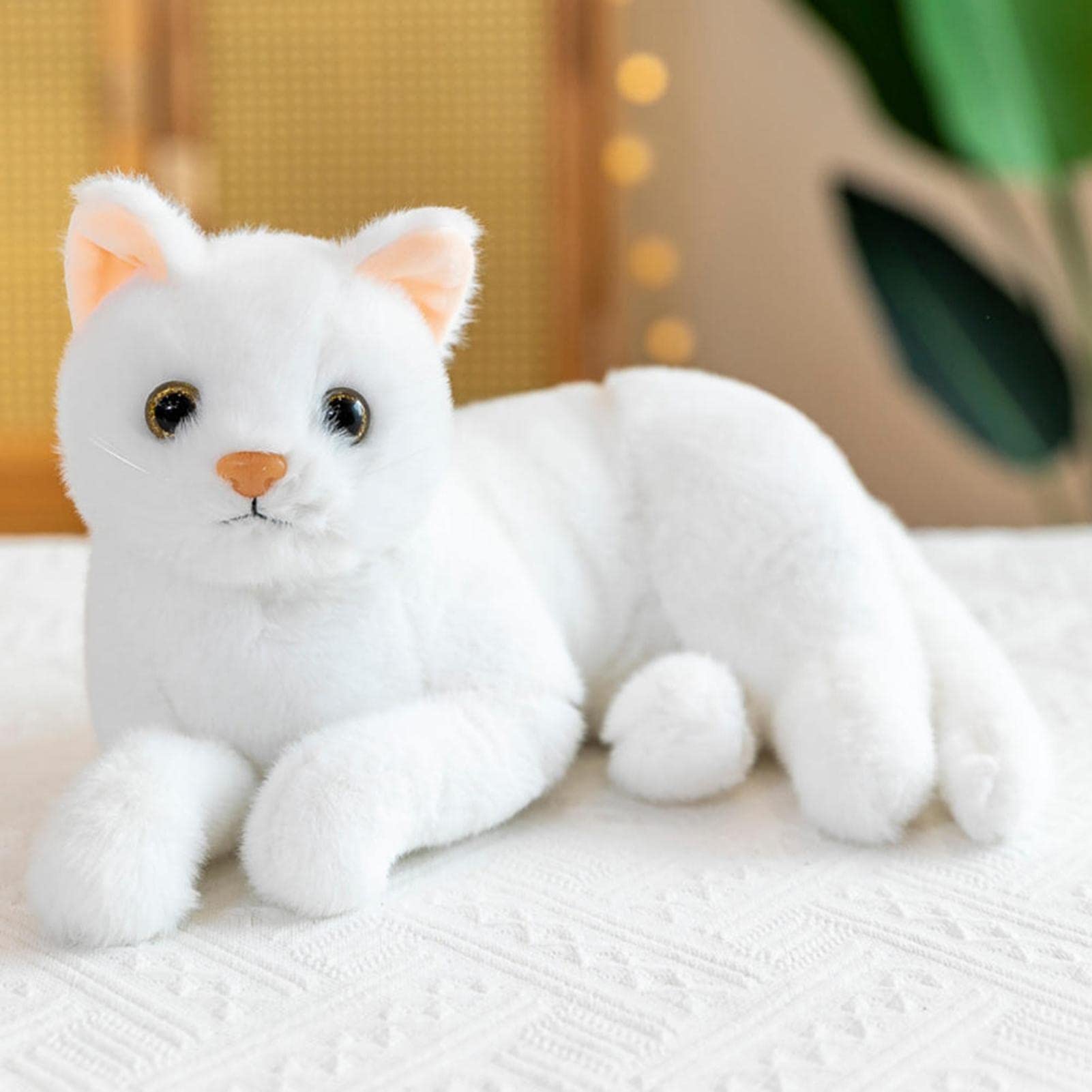 Dous Cat Plush Toy - Realistic Soft Cuddly Stuffed Animal, Cute Kitty Kittens Toy, Fluffy Soothing Hugging Sleeping Plush for Birthday, Christmas, Children's Day Gift for Kids Baby