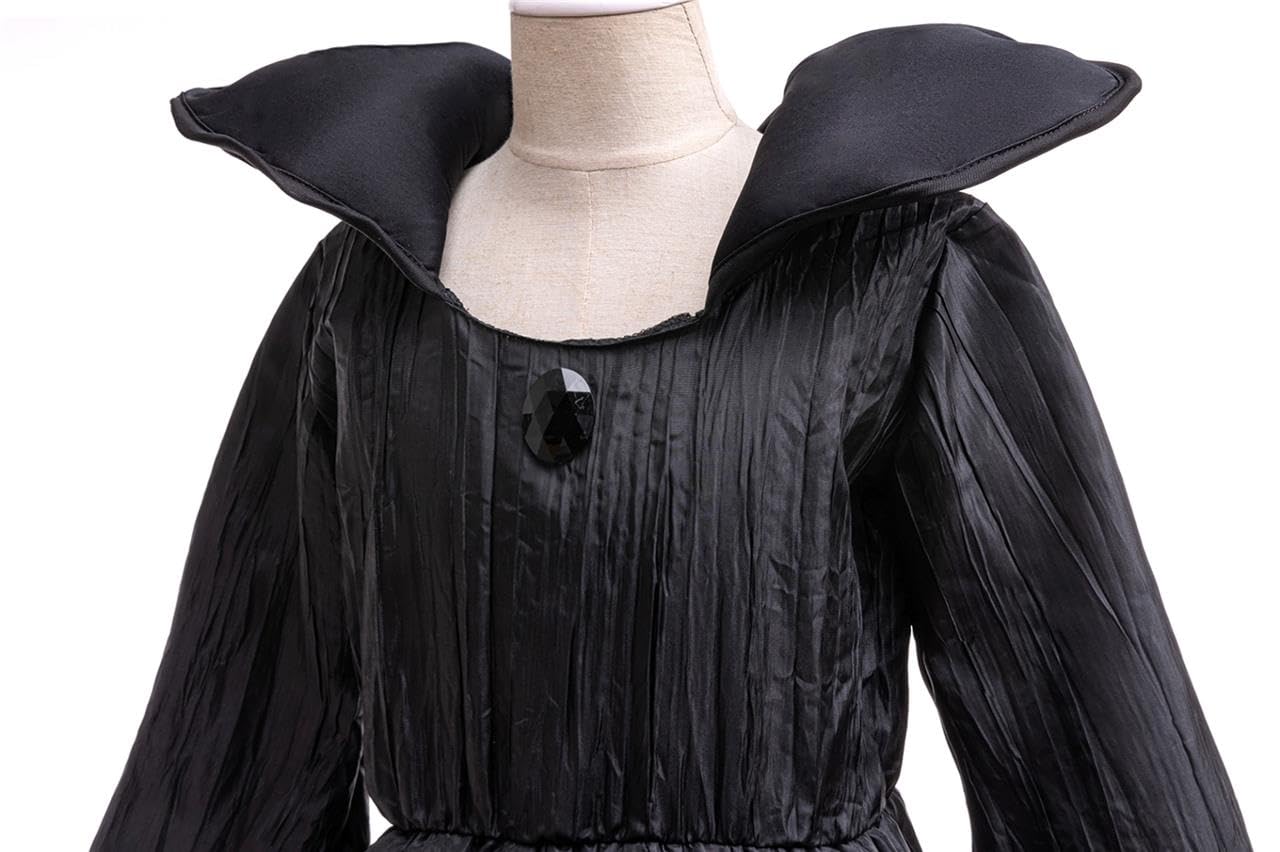 Lito Angels Maleficent Fancy Dress Up Halloween Costume with Horns Headband for Kids Girls Age 7-8 Years, Black - Image 4