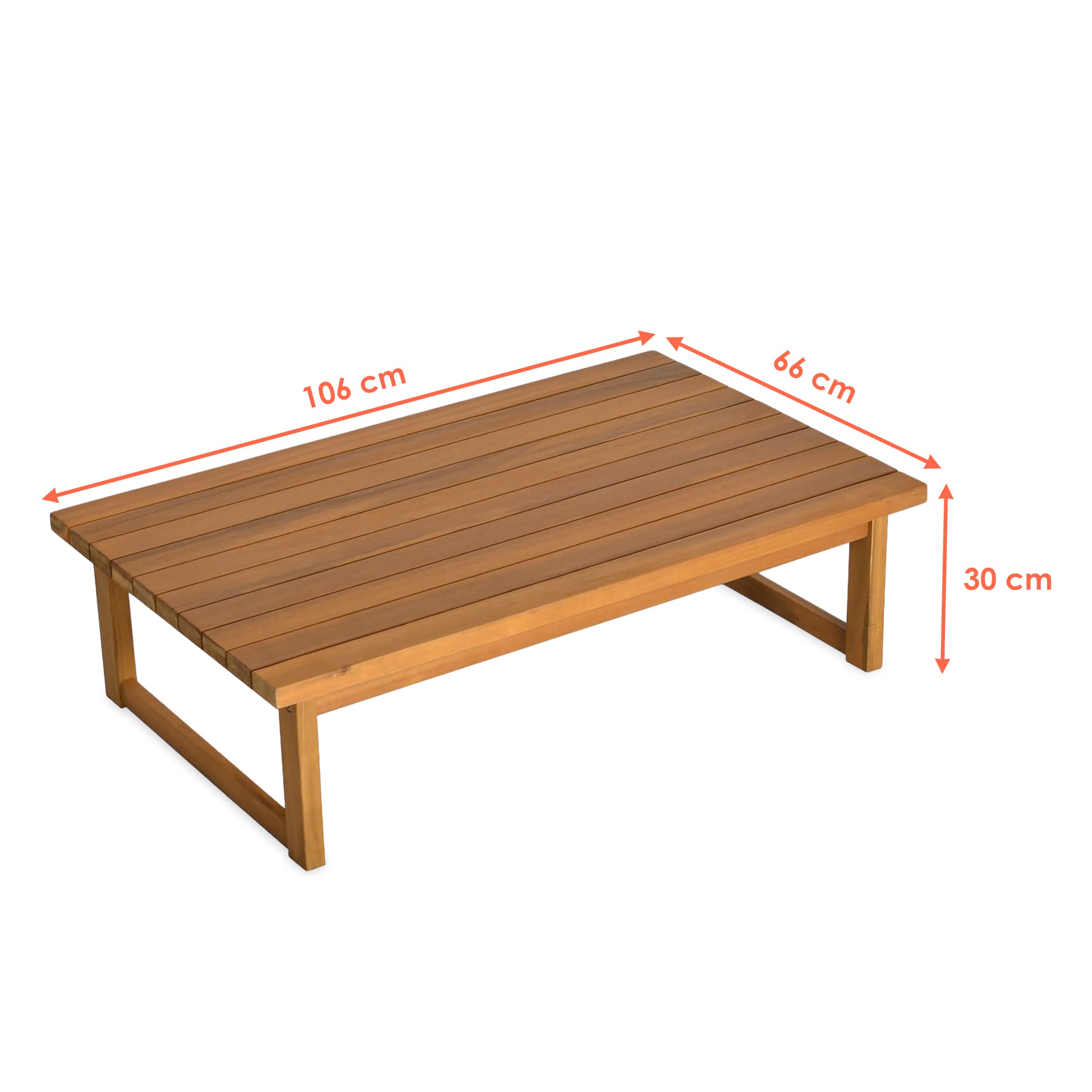 Spetebo Stół ogrodowy z drewna akacjowego olejowany – 106 x 66 cm – stolik kawowy z litego drewna – drewniany stół ogrodowy, balkonowy, stolik pomocniczy, stolik kawowy, stół do salonu, drewniany stół