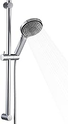 OFFO Shower Slide Bar Combo, 620mm（24 in） Segmental Slide Bar with 6-Mode High Pressure Handheld Shower Head and 60 in Stainless Steel Hose, Chrome
