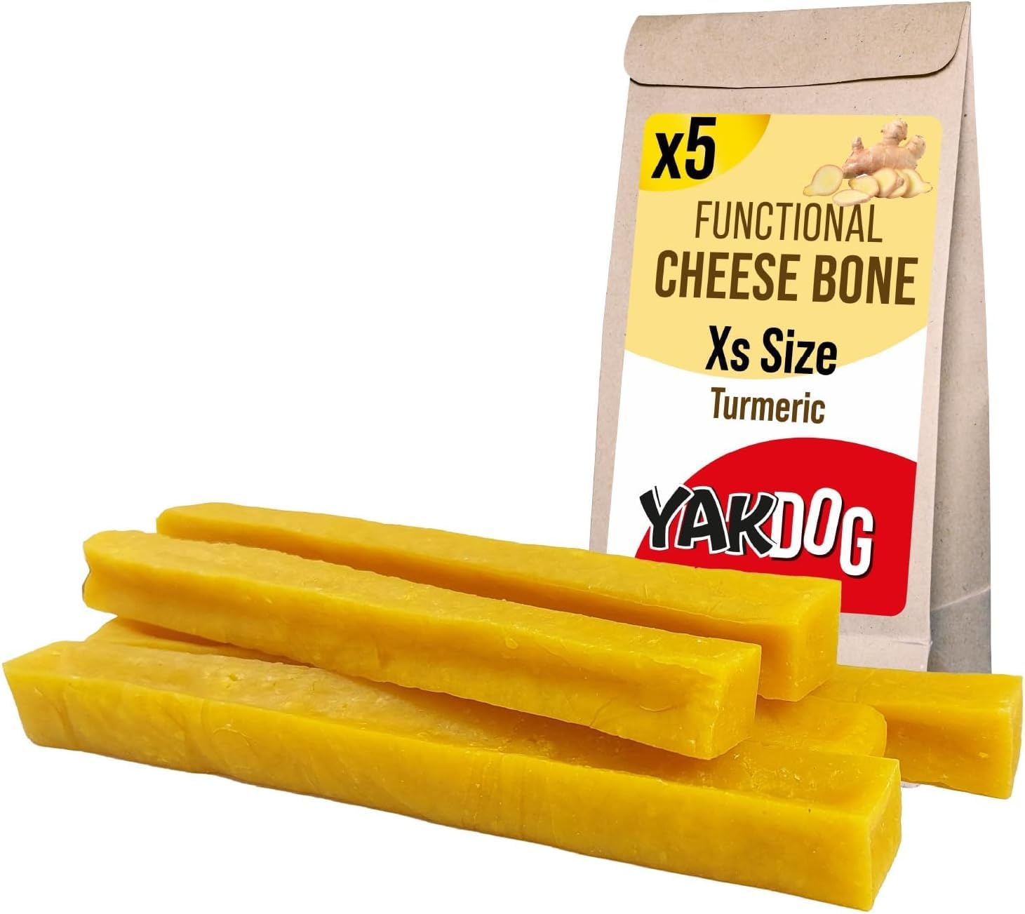 YAKDOG HEALTH+, Cheese Sticks for Dogs, Turmeric, Natural Anti-Inflammatory Benefits, Long-Lasting Chew Treats, 100% Natural