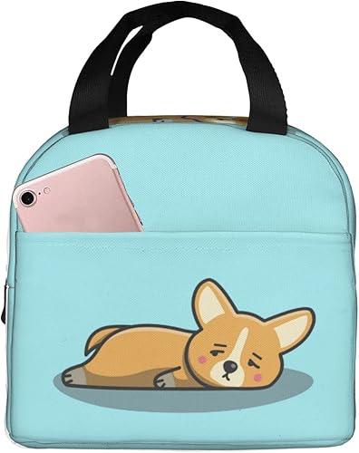 Bolsa de almuerzo linda Kawaii aburrida Corgi con aislamiento térmico para adolescentes, bolsas reutilizables para comidas, contenedor portátil para