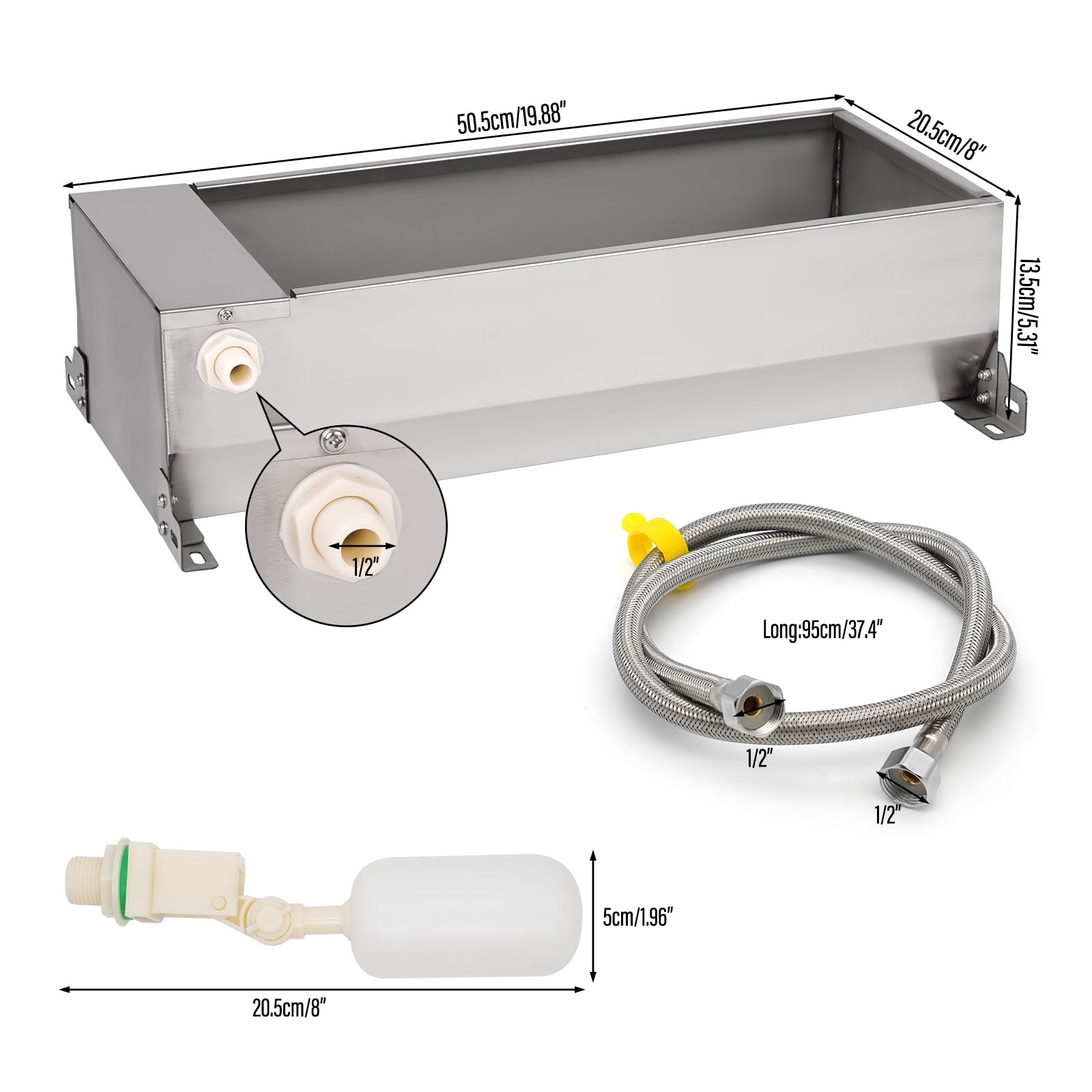 Abbeveratoio Per Cavalli con Valvola a Galleggiante, Bacino Automatico Per Capre In Acciaio Inox, Valvola a Galleggiante da 1/2 Pollice Per Bovini, Cavalli, Pecore e Cani Che Bevono