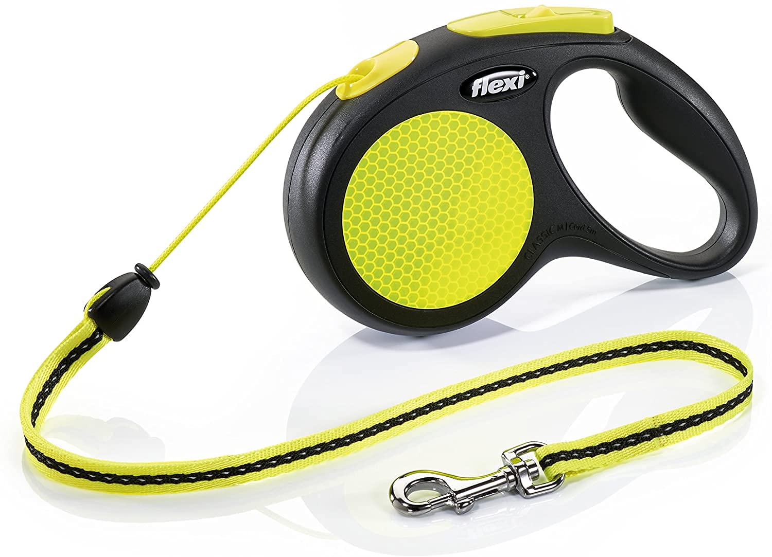 Flexi neon cord yellow medium 5m retractable dog leash/lead for dogs up to 20kgs/44lbs
