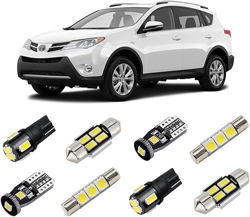 Kit de luz interior LED blanca para Toyota RAV4 2006 2007 2008 2009 2010 2011 2012 2013 2014 2015 paquete de bombillas LED interiores