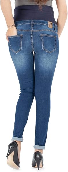 Milano - Jeans Premaman Donna Basic, Super Elasticizzato e Comodo, Pantaloni Skinny, Abbigliamento per Ogni Fase della Gravidanza - 3