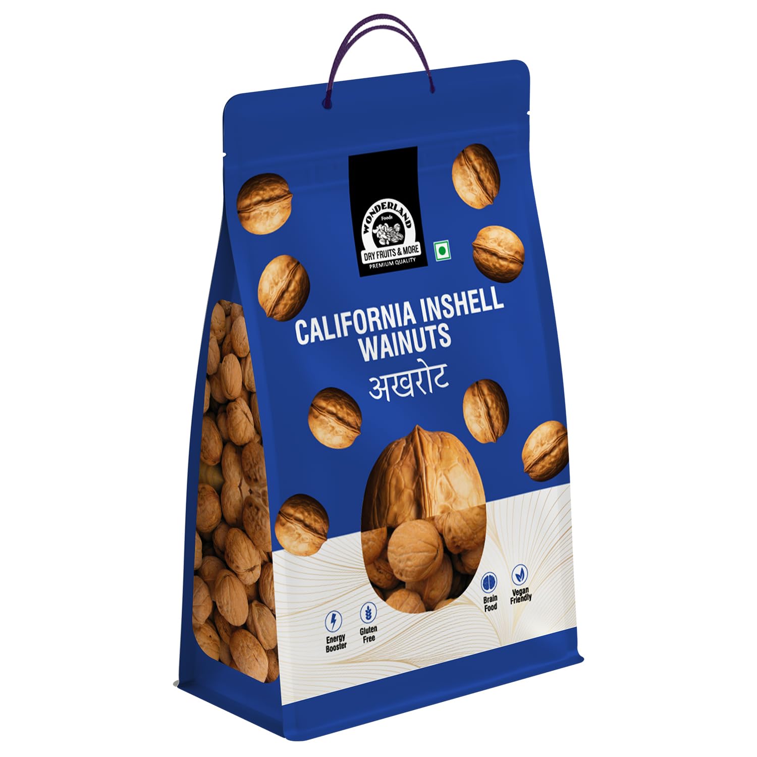 Wonderland Foods California Inshell Walnuts 1Kg | Latest Fresh Crop | Premium Whole Walnuts | High in Protein & Iron | Healthy & Delicious | Rich in Protein & Healthy Fats | Ideal Snack & Baking