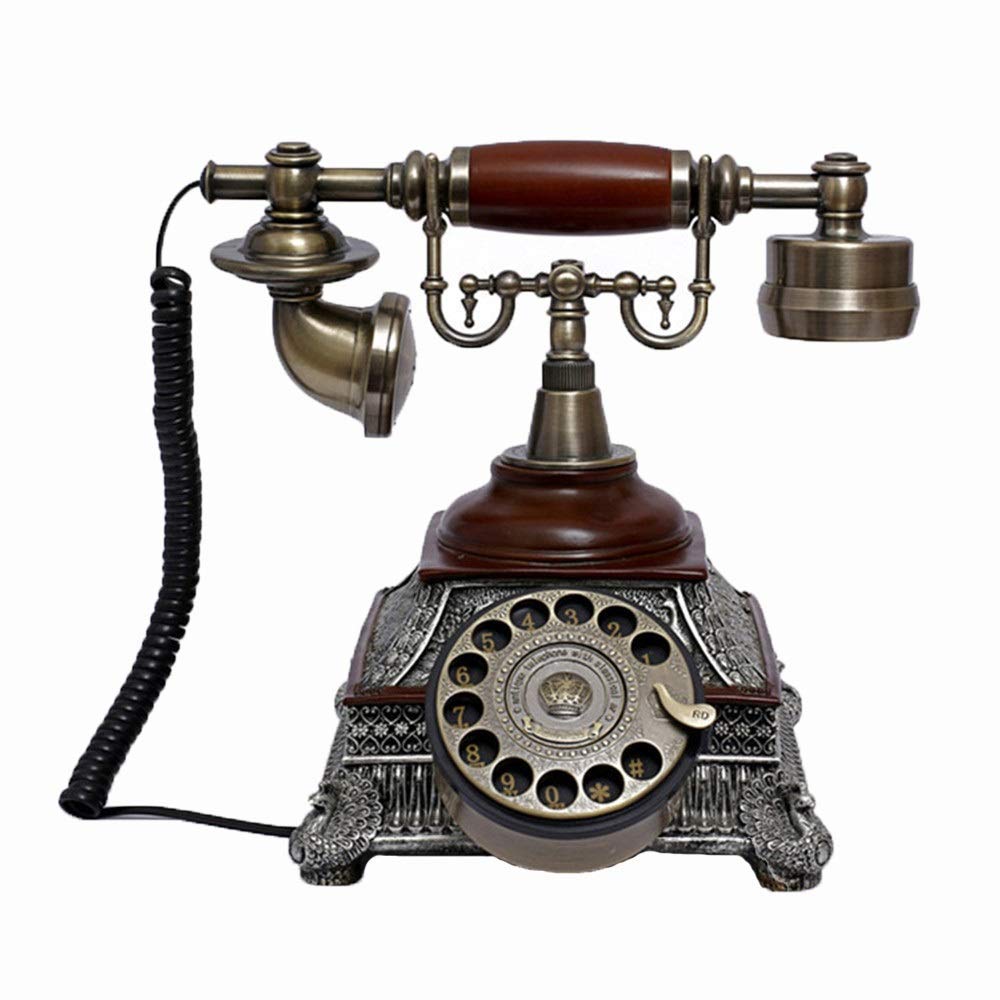 Telefon stacjonarny do domu, europejski telefon antyczny, telefony z tarczą obrotową, telefon stacjonarny retro, telefon stacjonarny na biurko, telefon przewodowy do domu i dekoracji, brąz