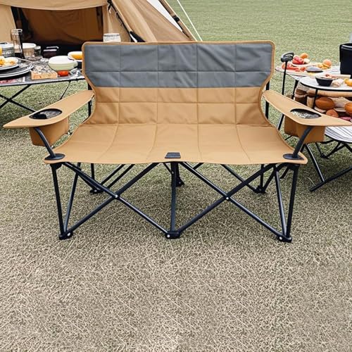 Chaise double de camping pliable extérieure avec accoudoirs stables - 3