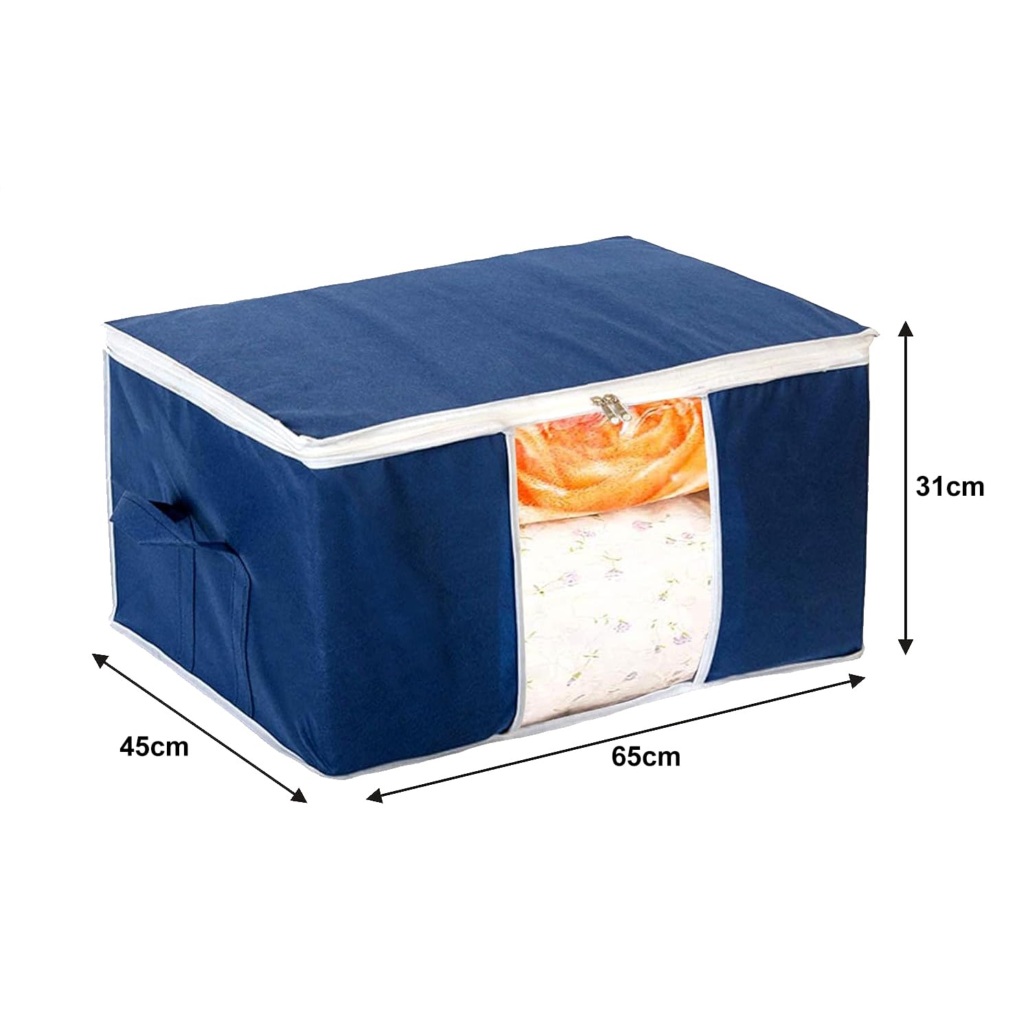 Kuber Industries Faltbarer Organizer für Kleidung, für Decken, Steppdecken, Bettdecken, Bettdecken, 12 Stück (Marineblau)