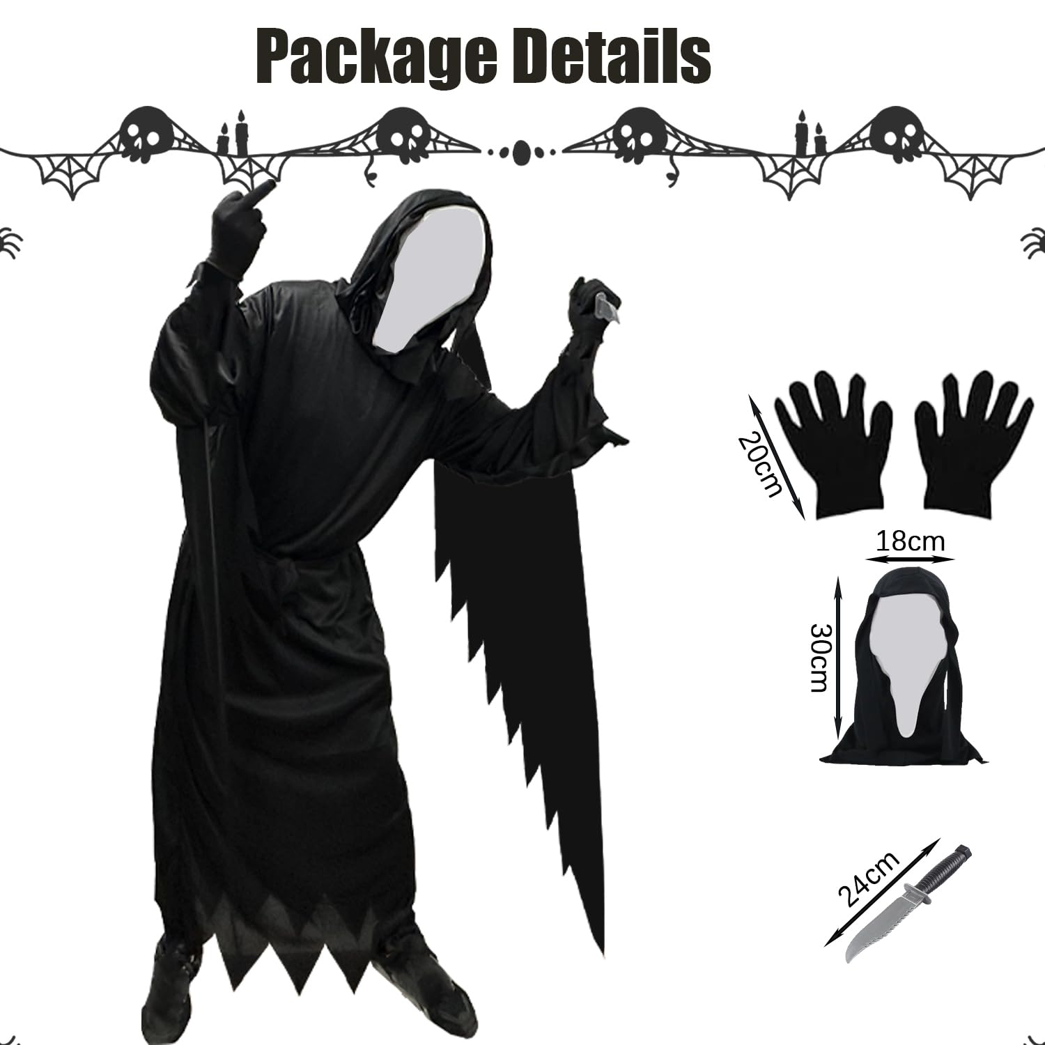 Scream Ghostface Halloween Ghost Face Straszny krzyczący duch kostium na Halloween, karnawał, maskaradę, imprezę z horrorami