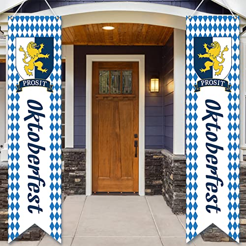 HAKOTOM 2pcs Oktoberfest Deko Banner Bayerisches Oktoberfestbanner Willkommen Oktoberfest Hängen Tür Veranda Zeichen Bayrische Dekoration für Bierzelten Deutsche Thema Party