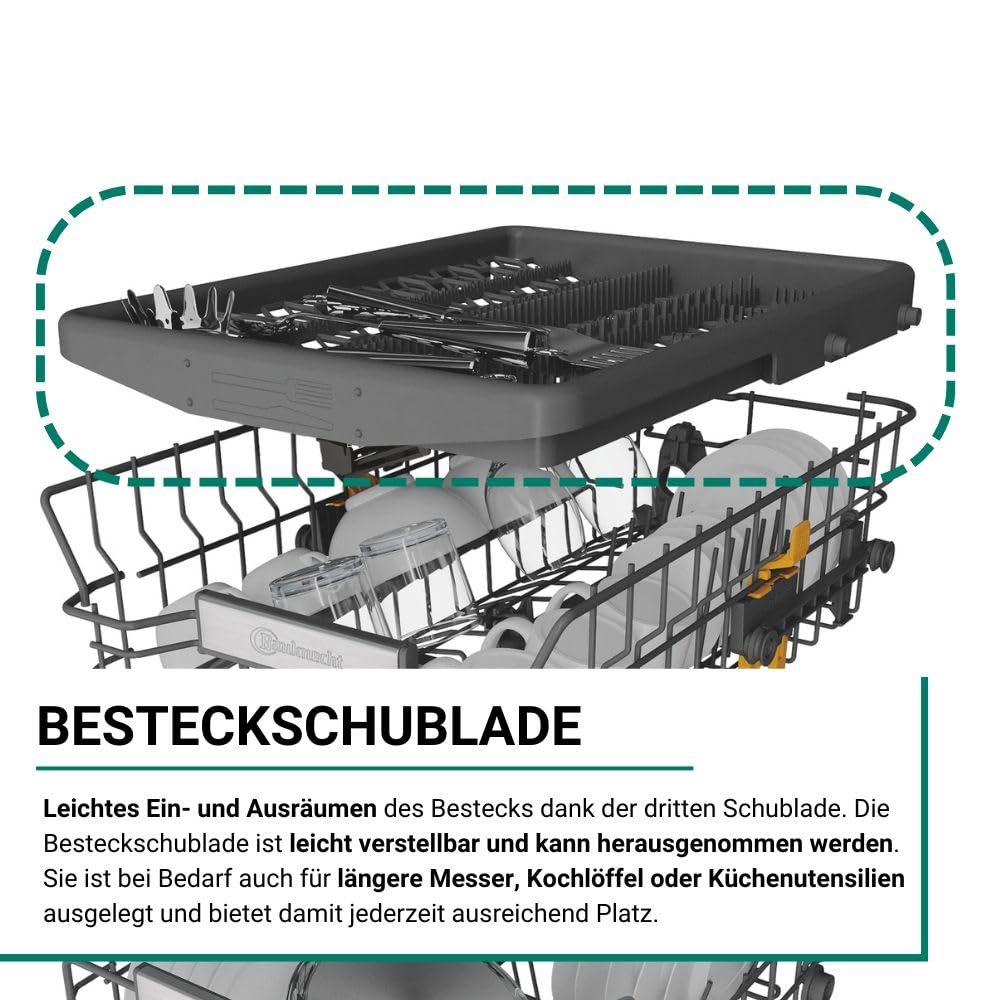Bauknecht BK6FC11BS7A0X Vollintegrierbarer Geschirrspüler 45 cm ActiveDry Sensorprogramm PowerClean Besteckschublade Hygiene-Programm Vollwasserschutz Multizone Startzeitvorwahl