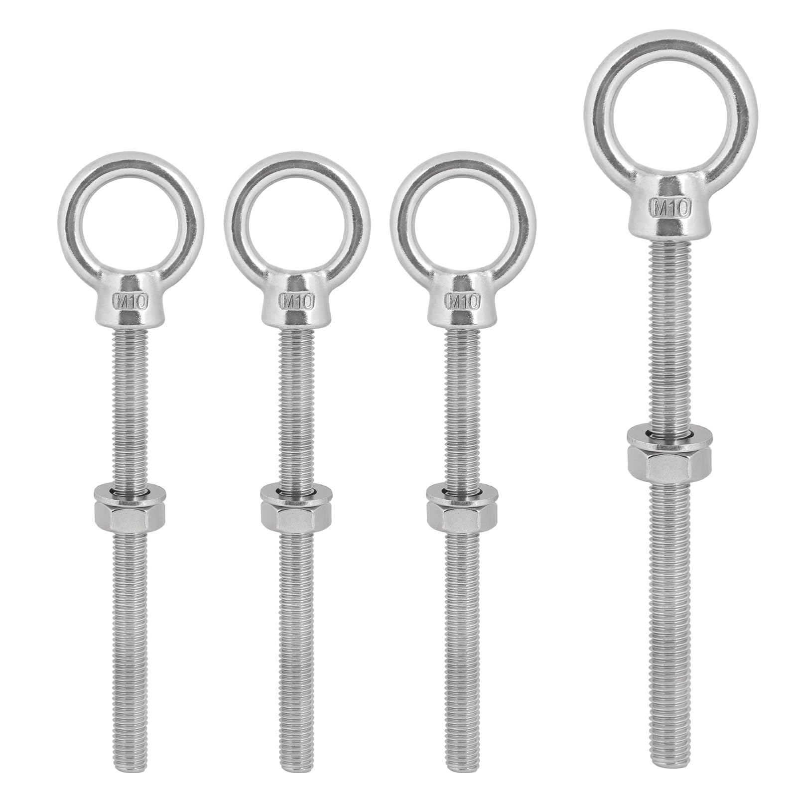 LALAGO 4 Pezzi Bulloni Oculari | Golfari Bullone a Occhiello M10 x 120 mm | Viti ad Anello M10 | Vite ad Occhiello in Acciaio Inox 304 | Gancio a Viti per Occhi per Fissare e Appendere