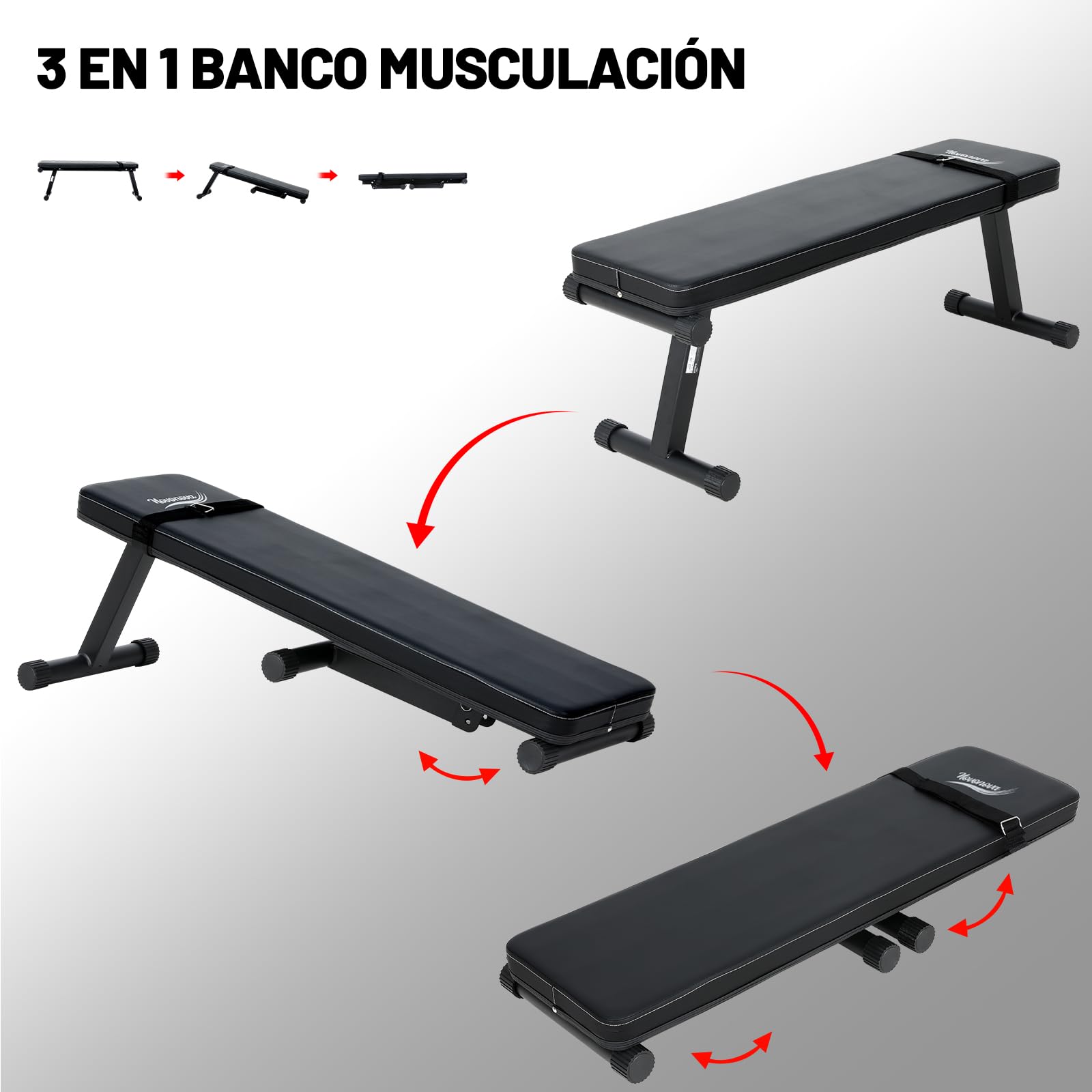 Banco Musculación plegable, Banco De Pesas Plano, armazón robusta y segura, cómodo acolchado Banco Abdominales carga máx. 150 kg