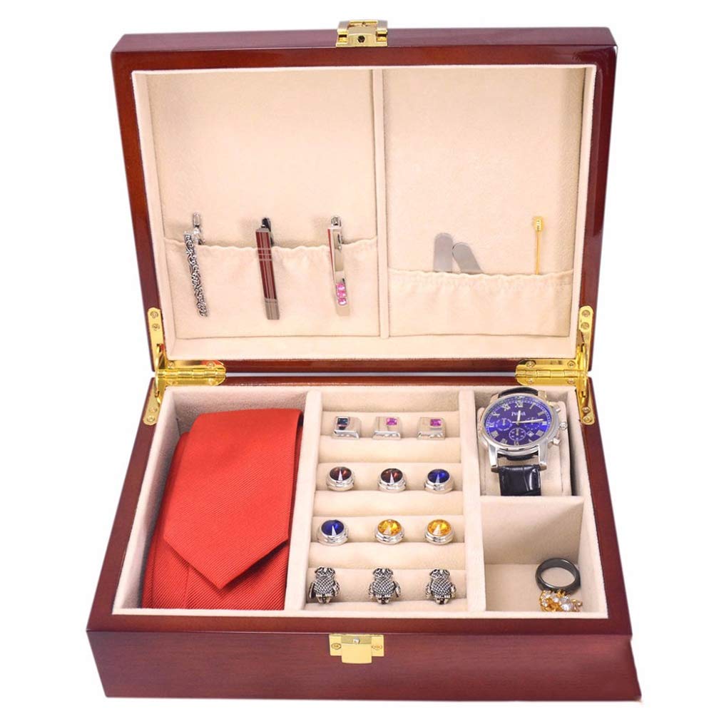 Boîte de Rangement pour Boutons de Manchette en Bois, collectionneurs, Voyageurs, boîte de Rangement pour Boutons de Manchette, Cravate, étui à Bijoux