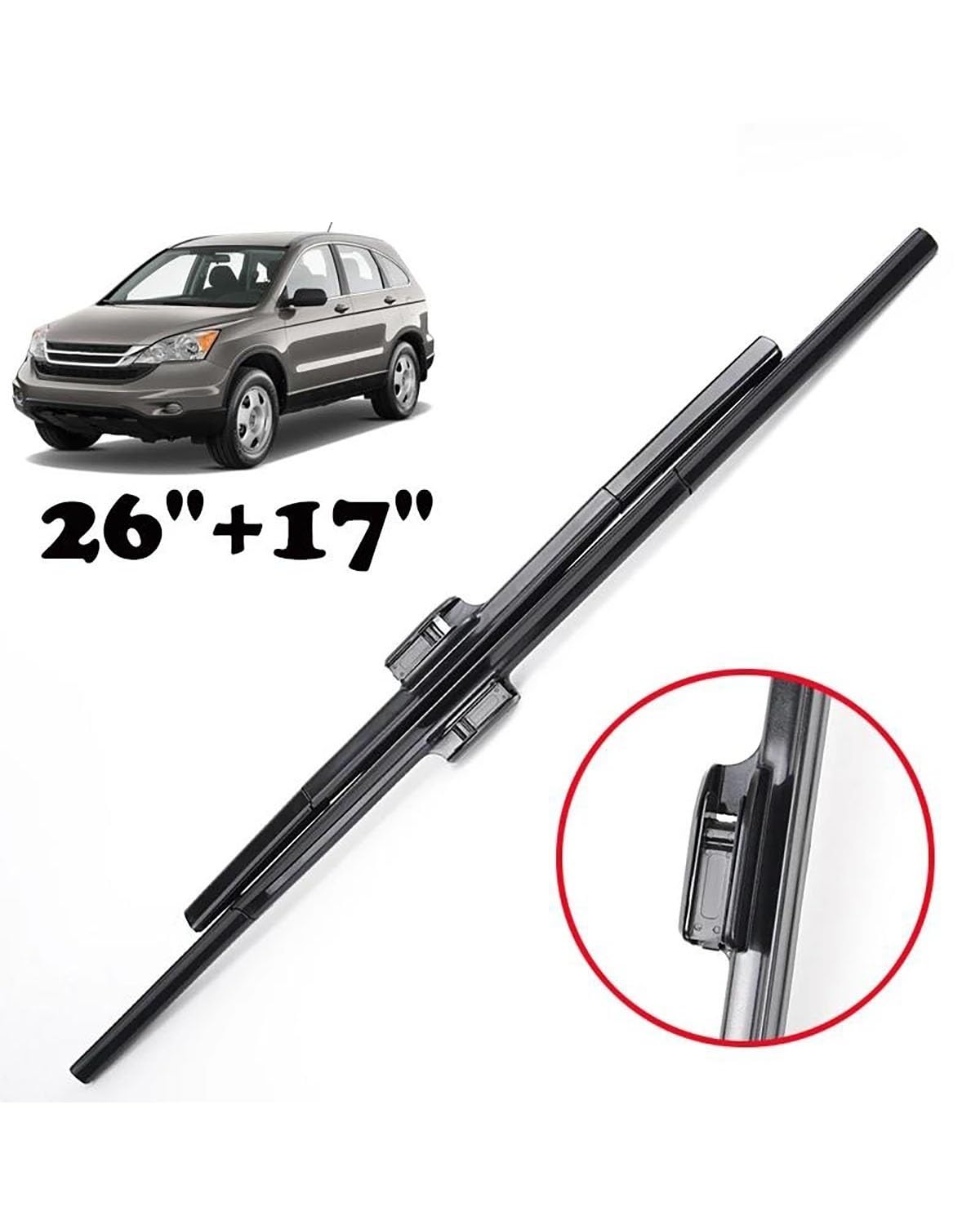 Para CRV Para CR-V 2007 2008 2009 2010 2011 Tercera generación de limpiaparabrisas de coche Limpiaparabrisas de ventana delantera 26 "17"