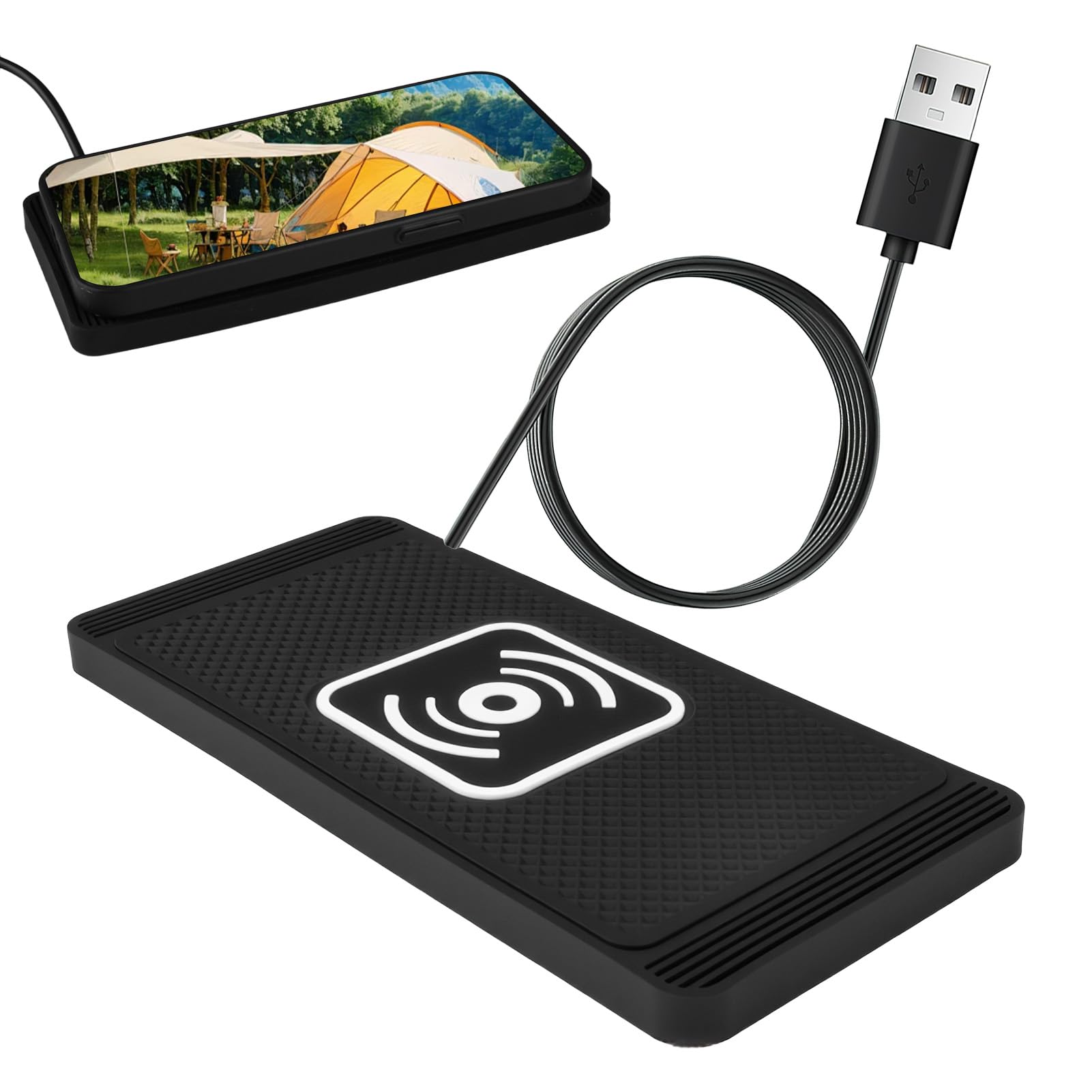 15W Cargador Inalámbrico Coche Cargador Inalambrico Coche con Almohadilla Antideslizante Carga Rápida Qi Compatible Universal para para iPhone 16 15 14 13 12 11 Pro MAX Samsung S24