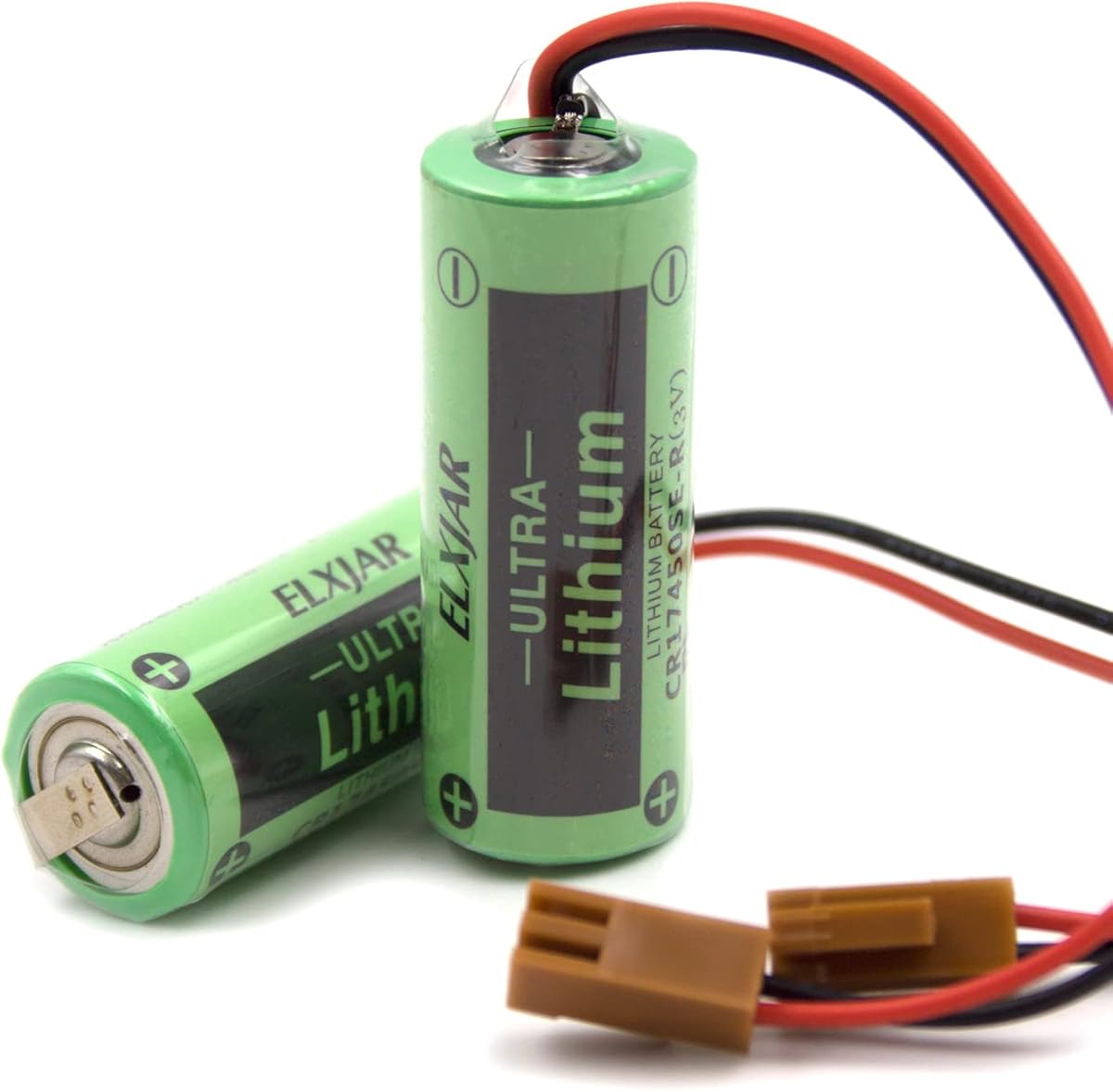 elxjar (2-Pack) 3V 2200mAh PLC Battery Replacement for SANYO CR17450SE-R A98L-0031-0012 CR17450 CR17450ER FANUC CNC 15i-A 15i-B 16i/18i/21i PowerMate iD iH