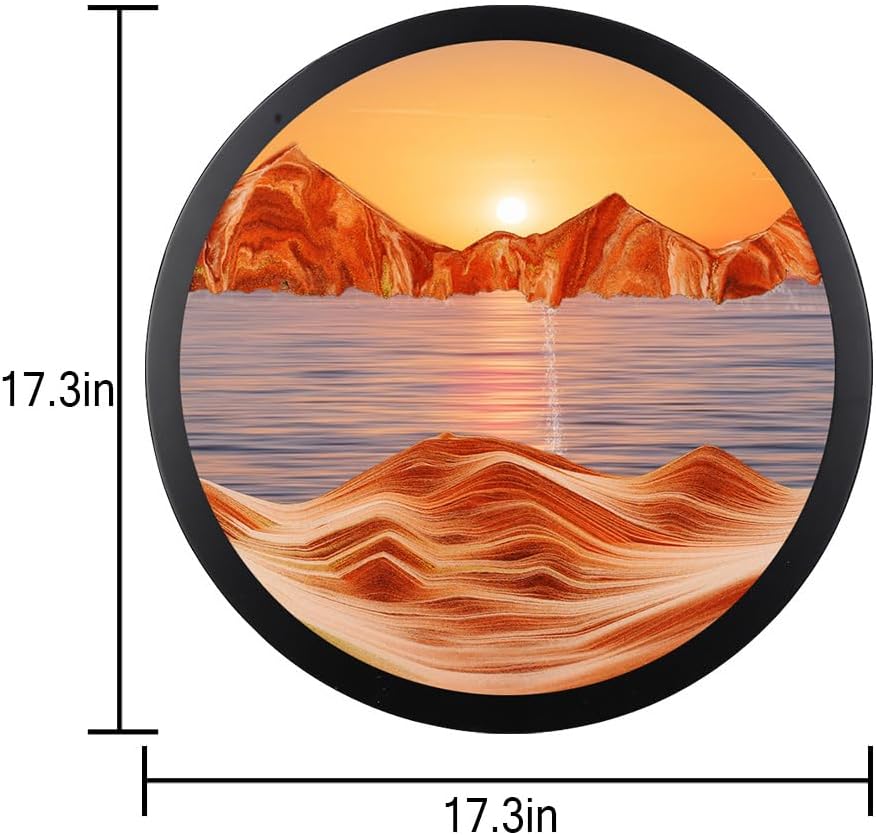 TaLcuS 360° Rotation Moving Sand Art Wall Decor, 3D Hourglass Deep Sea Sandscape Liquid Motion Display Painting Flowing Sand Frame Relaxing Desktop Home Office Work Decor(E,17.3in)