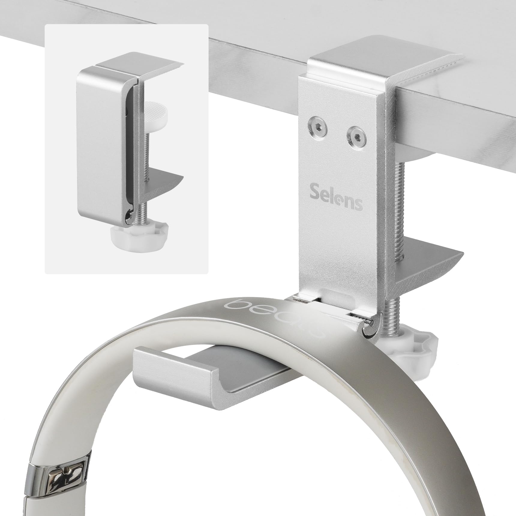 SelensSelens Headphone Holder Gaming Headset Stand for Desk, Foldable Headphone Hanger Universal Fit for PC Game Headsets, Over-Ear Headphones, Aluminum, Slivery