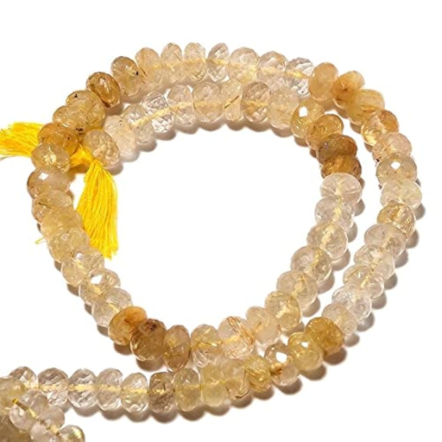 Quartz rutilé doré 8mm LKBEADS en perles rondelles facettées pour la création de bijoux fait main