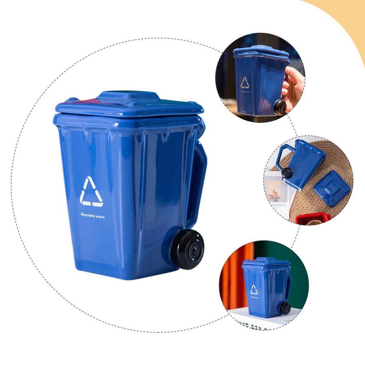 INOOMP Kaffeetasse 400ml aus Keramik, Blau, für Täglichen Gebrauch | Interessantes Design, Anti Scalding und Robust, Passend für Büro, Zuhause und Wohnaccessoire