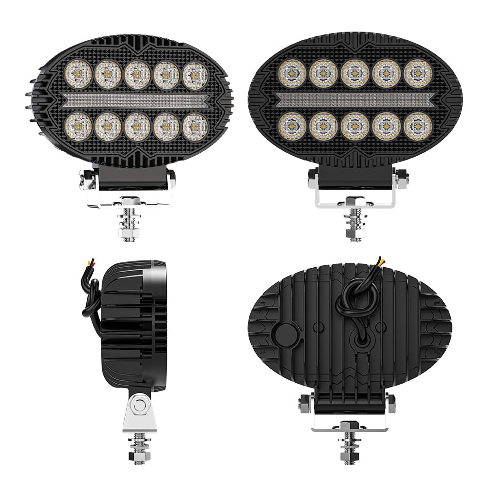Faro di Profondità Ovale 2000 Lumen LED Luci di Lavoro con Posizione Ambra Bianco Omologato Fuoristrada Macchine Agricole