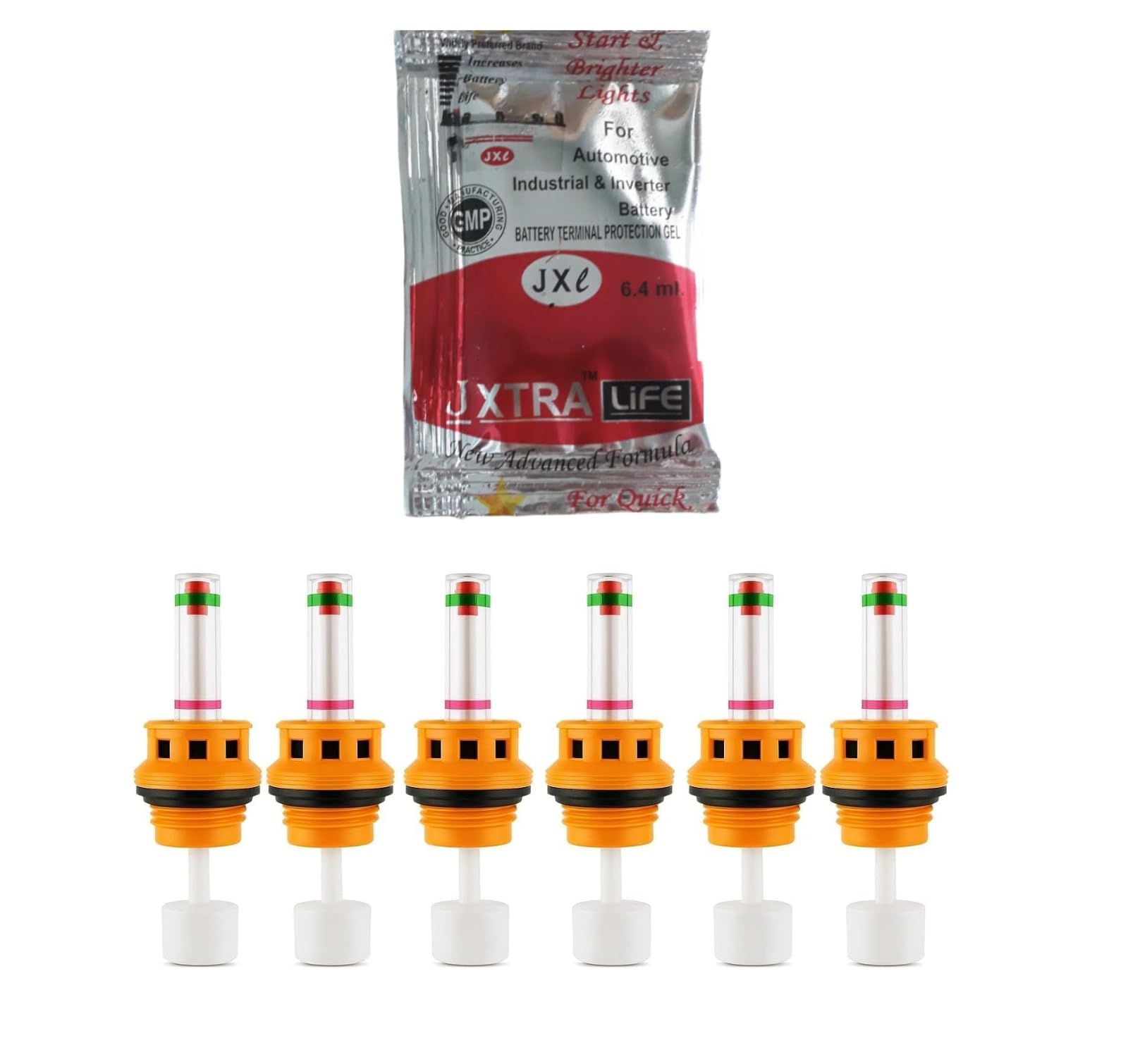 Inverter Battery Water Level Float Indicator Cap Set compatible for luminous batteries with Fumes Filtration - 1 Set of 6 Pieces for 1 Battery (Yellow-27 mm)-picture-21