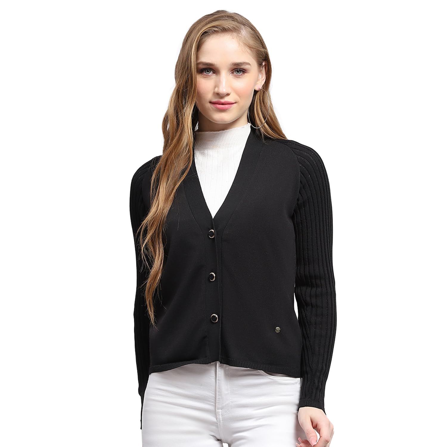 monte carlo Womens Solid V Neck Full Sleeve Cardigan (1239601VN)-picture-22